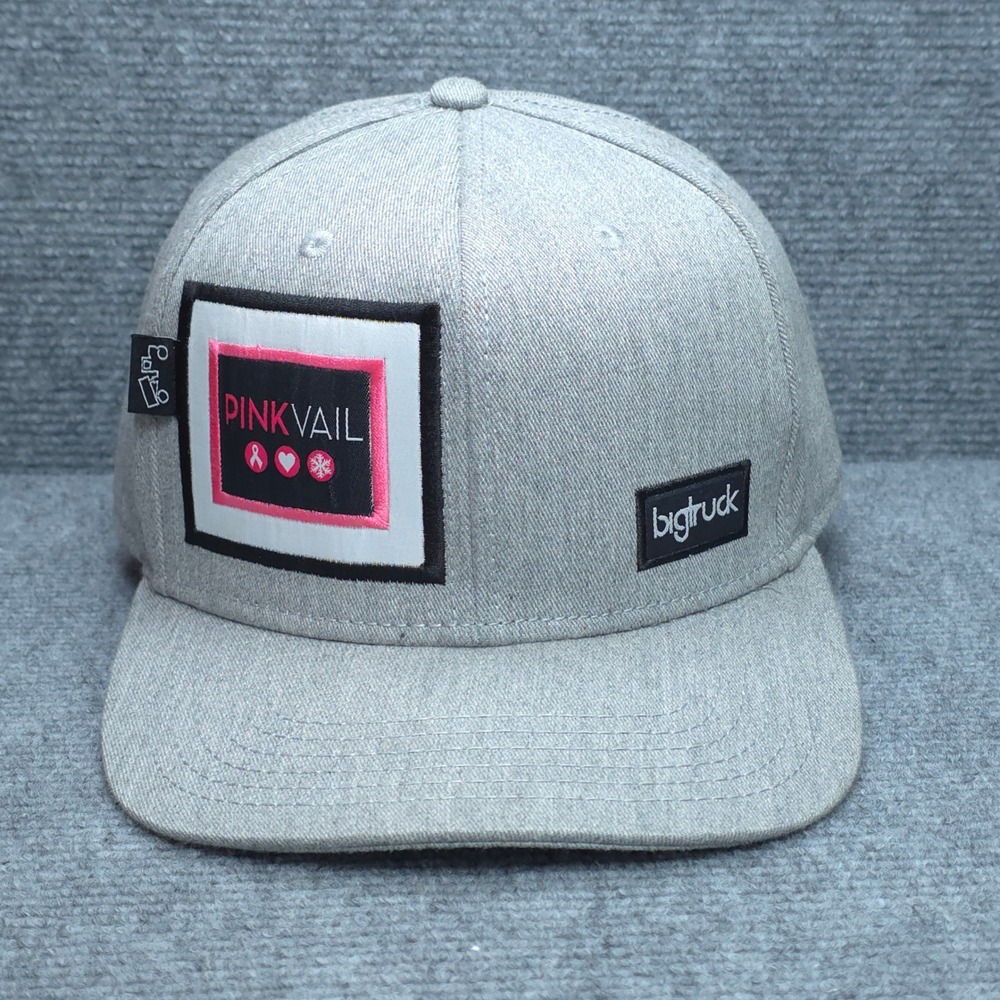Bigtruck Pink Vail Ski Hat Cap Snapback Mens Grey Adjustable Colorado Snowboard